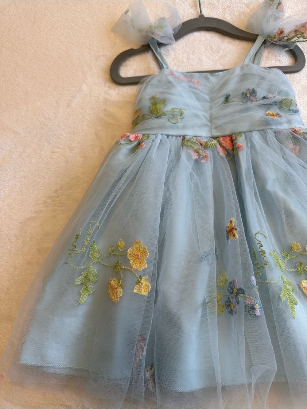 Baby Blue Floral Tulle Baby doll Party Dress for Baby Girl - Fairy whimiscial - Picture 2 of 4
